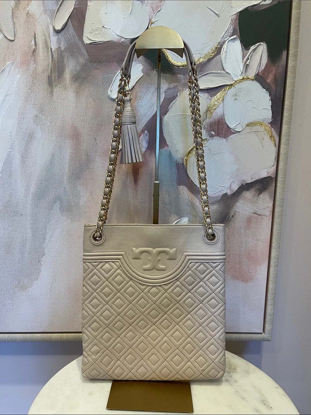 Tory Burch Quilted Fleming Swingpack in Light Pink